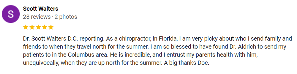 Chiropractic Gahanna OH Testimonial